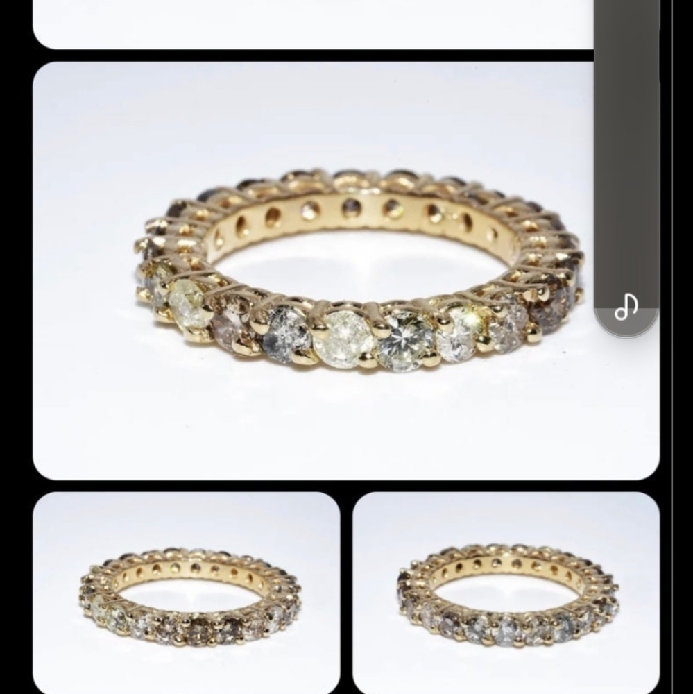 14k gold diamond eternity ring tri diamond color. Sz7.25 approximately 2.5ct tot - Picture 9 of 9
